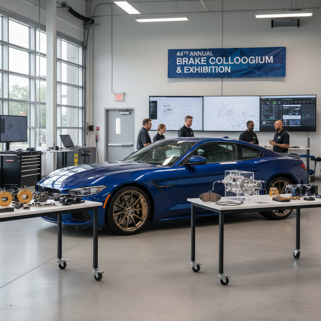 Automotive braking professionals examine advanced brake systems and components at the 44th annual SAE International industry