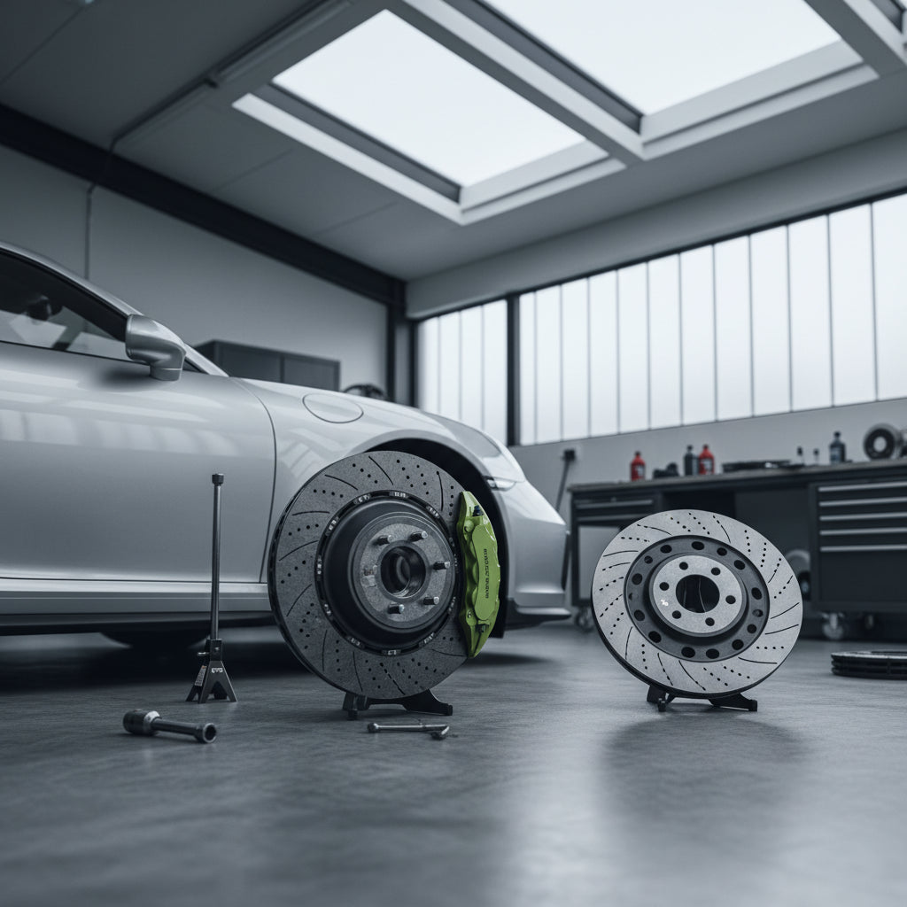 A close-up of a Porsche 911 GT3 wheel featuring yellow brake calipers and a carbon ceramic brake rotor