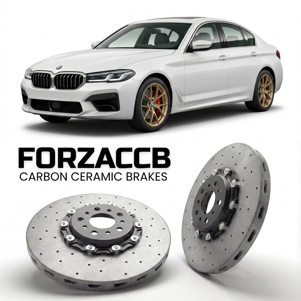 ForzaCCB direct OEM replacement carbon ceramic brake rotors for 2017 to 2022 ChangAn CS35 facelift 2017 models, shown with a white ChangAn CS35 car.