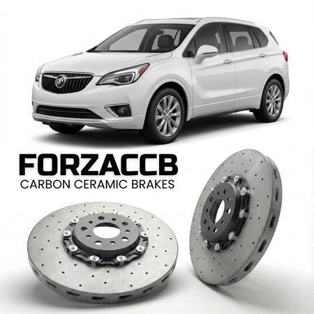 ForzaCCB direct OEM replacement carbon ceramic brake rotors for 2018-2020) Buick Envision I (facelift 2018 models, shown with a white Buick Envision car.