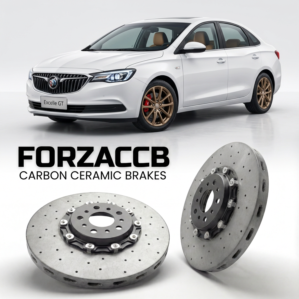 ForzaCCB direct OEM replacement carbon ceramic brake rotors for 2018+) Buick Excelle GT Buick Excelle GX II (facelift 2018 models, shown with a white Buick Excelle GT car.