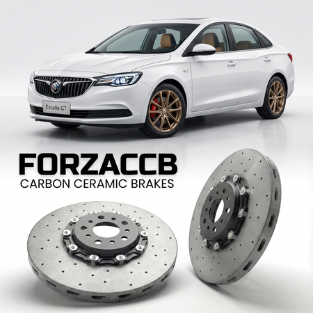 ForzaCCB direct OEM replacement carbon ceramic brake rotors for 2018+) Buick Excelle GT Buick Excelle GX II (facelift 2018 models, shown with a white Buick Excelle GT car.