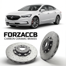 ForzaCCB direct OEM replacement carbon ceramic brake rotors for 2019-2023) Buick LaCrosse III China (facelift 2019 models, shown with a white Buick LaCrosse car.