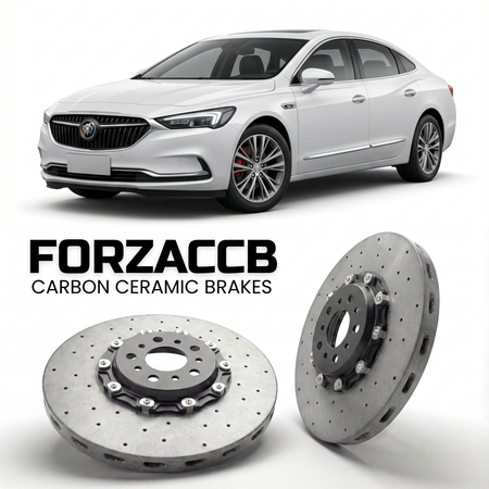 ForzaCCB direct OEM replacement carbon ceramic brake rotors for 2019-2023) Buick LaCrosse III China (facelift 2019 models, shown with a white Buick LaCrosse car.