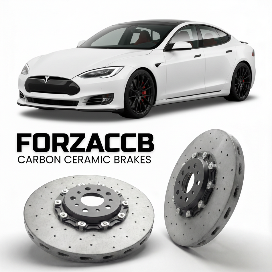 Carbon Ceramic Brake Rotors for Tesla Plaid Track Pkg (2023+) | CCB OEM Replacement / Conversion Upgrade Kit