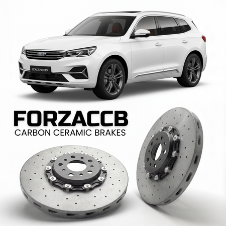 ForzaCCB direct OEM replacement carbon ceramic brake rotors for 2021+) Exeed TX/TXL Exeed TXL (facelift 2021 models, shown with a white Exeed TX/TXL car.